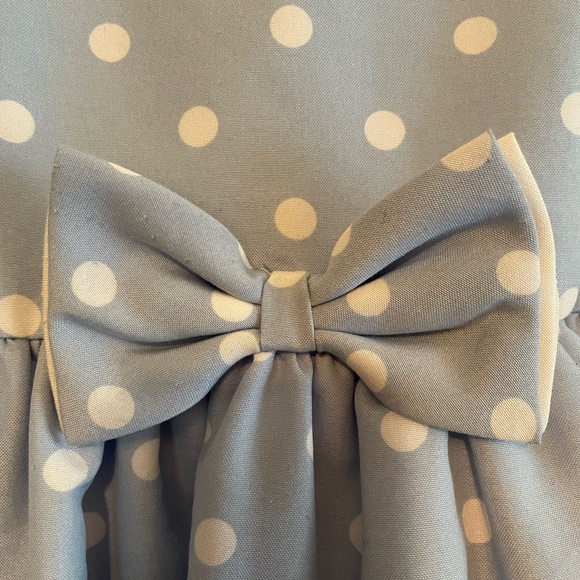 TAHARI Girls 7 Blue Polka Dot Sleeveless Fit & Flare Easter Dress - Picture 3 of 8